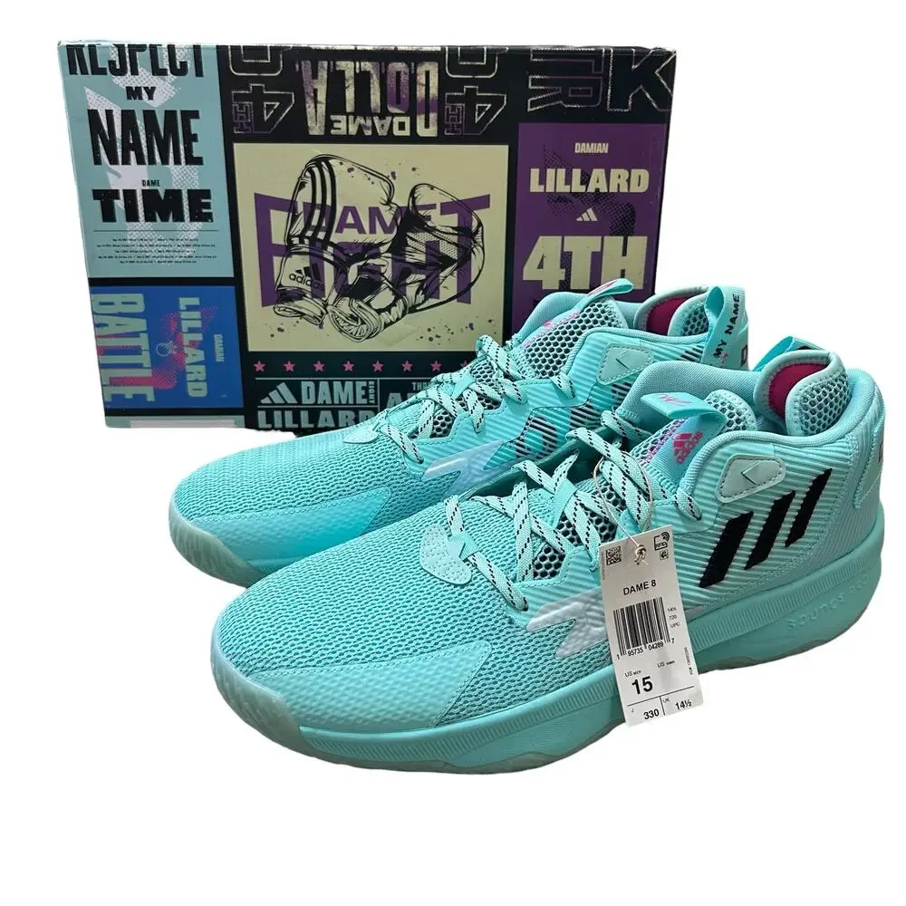 Adidas Dame 8 Dolla Respect My Name Basketball Shoes NWT Men's Sz 15 Aqua Black